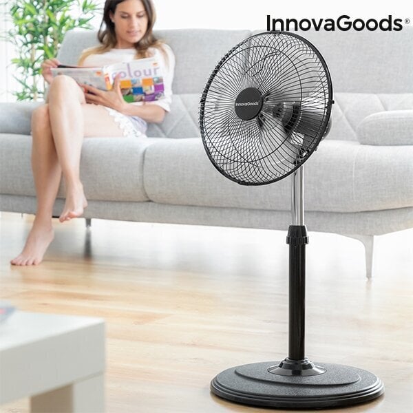 OSCILĒJOŠS STĀVVENTILATORS 360º INNOVAGOODS 30 CM 60W MELNS cena un informācija | Ventilatori | 220.lv