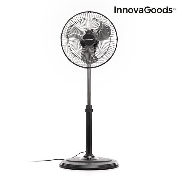 OSCILĒJOŠS STĀVVENTILATORS 360º INNOVAGOODS 30 CM 60W MELNS cena un informācija | Ventilatori | 220.lv