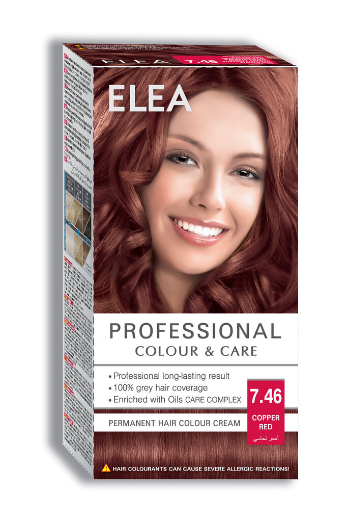 Matu krāsa Elea Professional Colour&Care 7.46 Copper Red, 123 ml cena un informācija | Matu krāsas | 220.lv