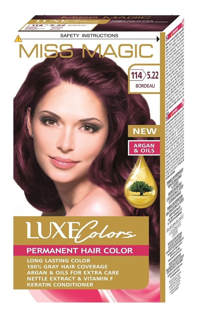 Noturīga matu krāsa Miss Magic Luxe Colors 5.22 Bordeau, 93 ml cena un informācija | Matu krāsas | 220.lv