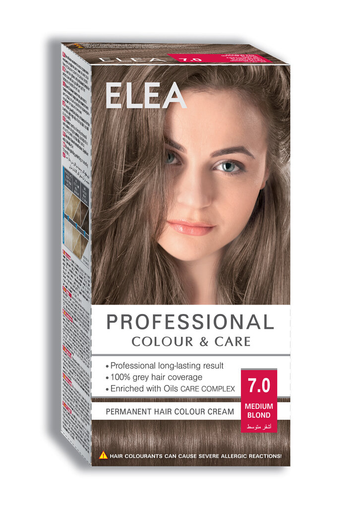 Matu krāsa Elea Professional Colour&Care 7.0 Medium Blond, 123 ml cena un informācija | Matu krāsas | 220.lv