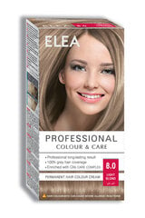 Noturīga matu krāsa Elea Professional Colour&Care 8.0 Light blond, 123 ml cena un informācija | Matu krāsas | 220.lv