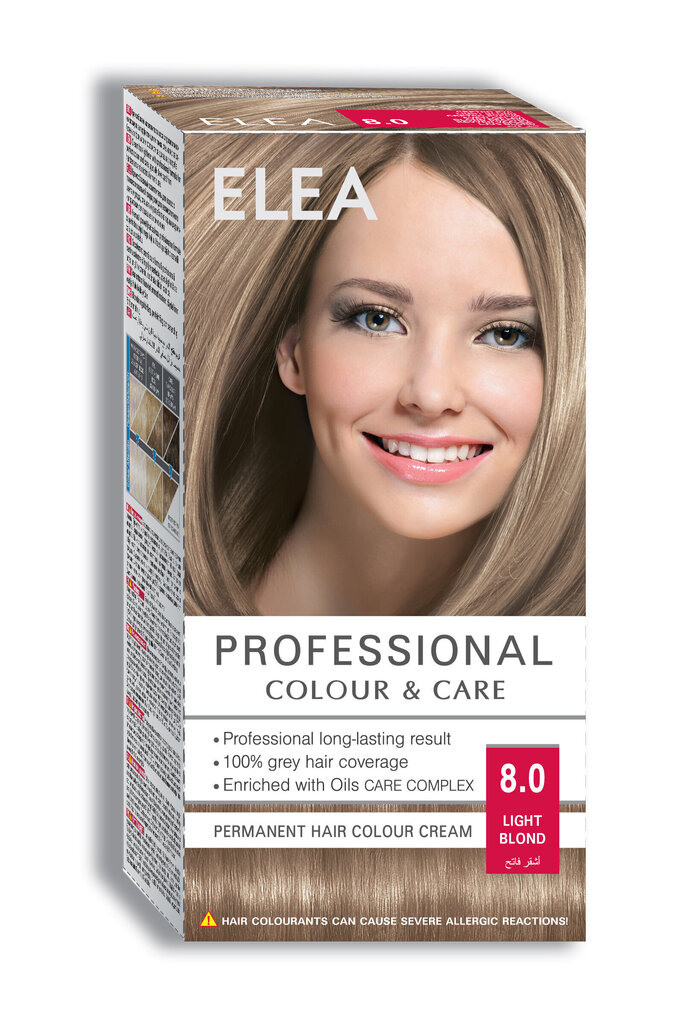 Noturīga matu krāsa Elea Professional Colour&Care 8.0 Light blond, 123 ml цена и информация | Matu krāsas | 220.lv