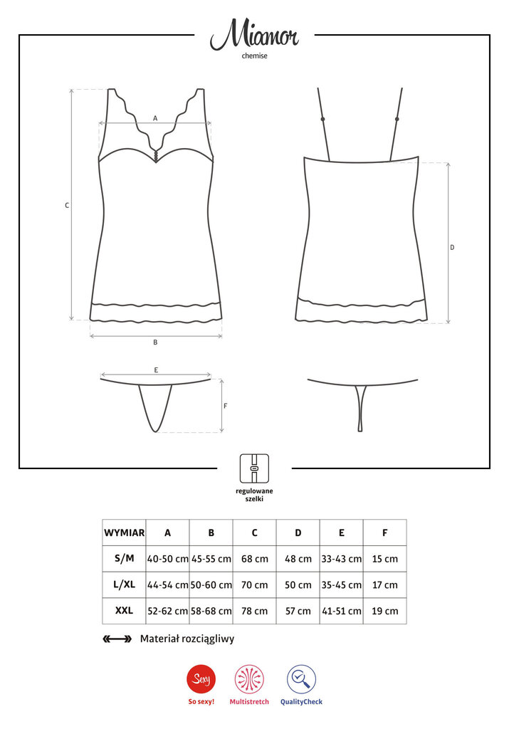Seksīgi naktskrekli Obsessive Miamor cena un informācija | Naktskrekli, pidžamas | 220.lv