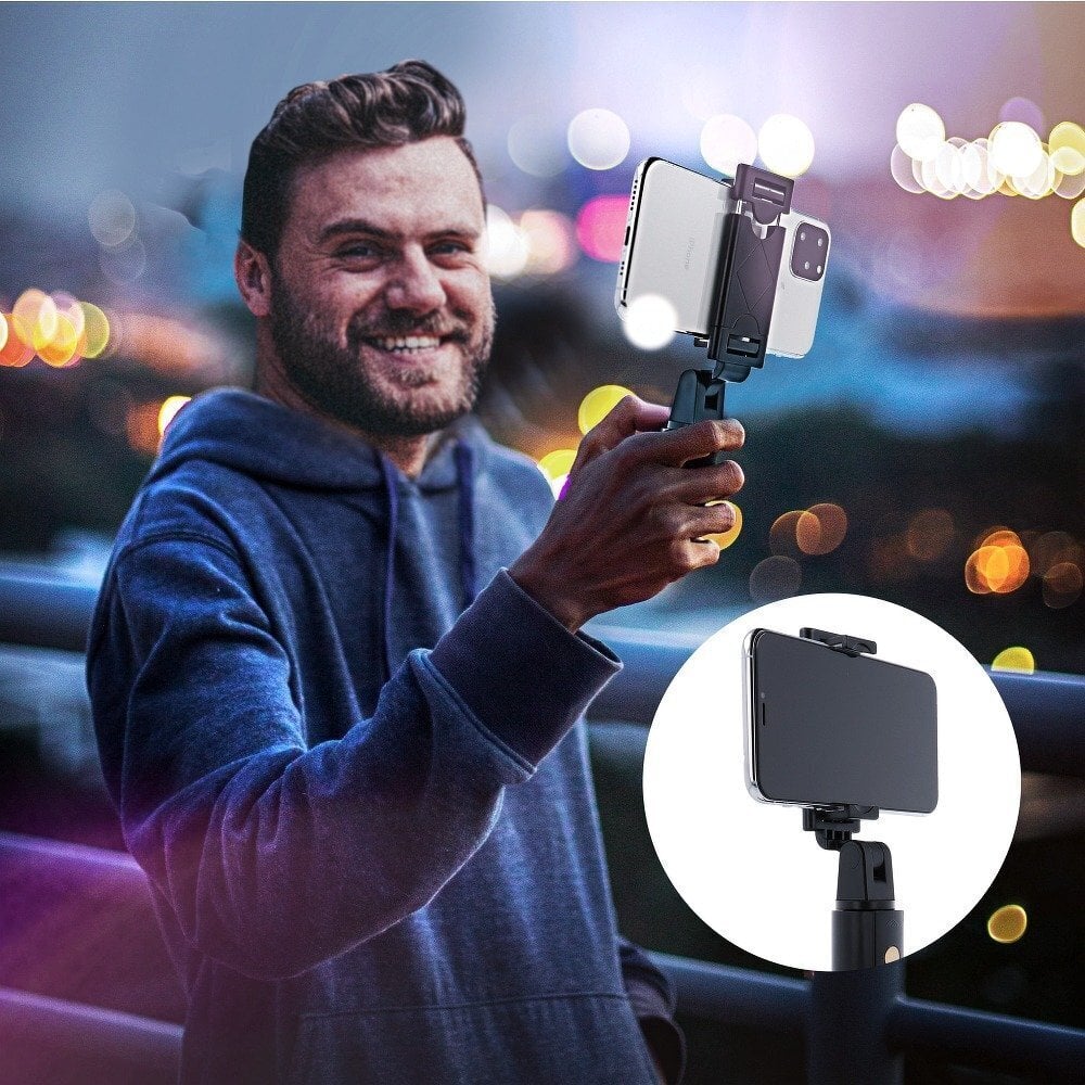 RoGer 2in1 Universāls Selfie Stick + Tripod Statnis ar Bluetooth Tālvadības pulti / Melns cena un informācija | Selfie Sticks | 220.lv