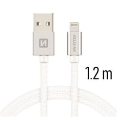 Swissten Textile Fast Charge 3A Lightning (MD818ZM/A) Кабель Для Зарядки и Переноса Данных 1.2m Серебряный цена и информация | Кабели для телефонов | 220.lv