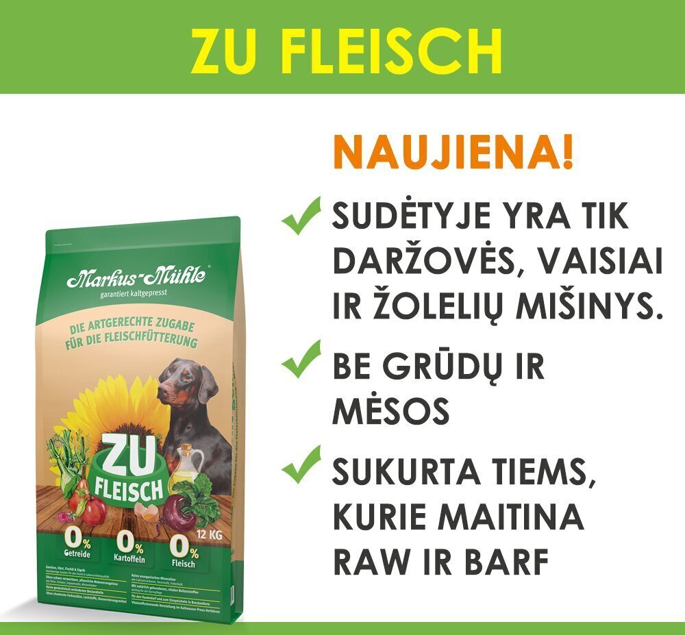 Markus Muhle ZuFeisch - uz RAW/BARF, 4 kg cena un informācija | Sausā barība suņiem | 220.lv