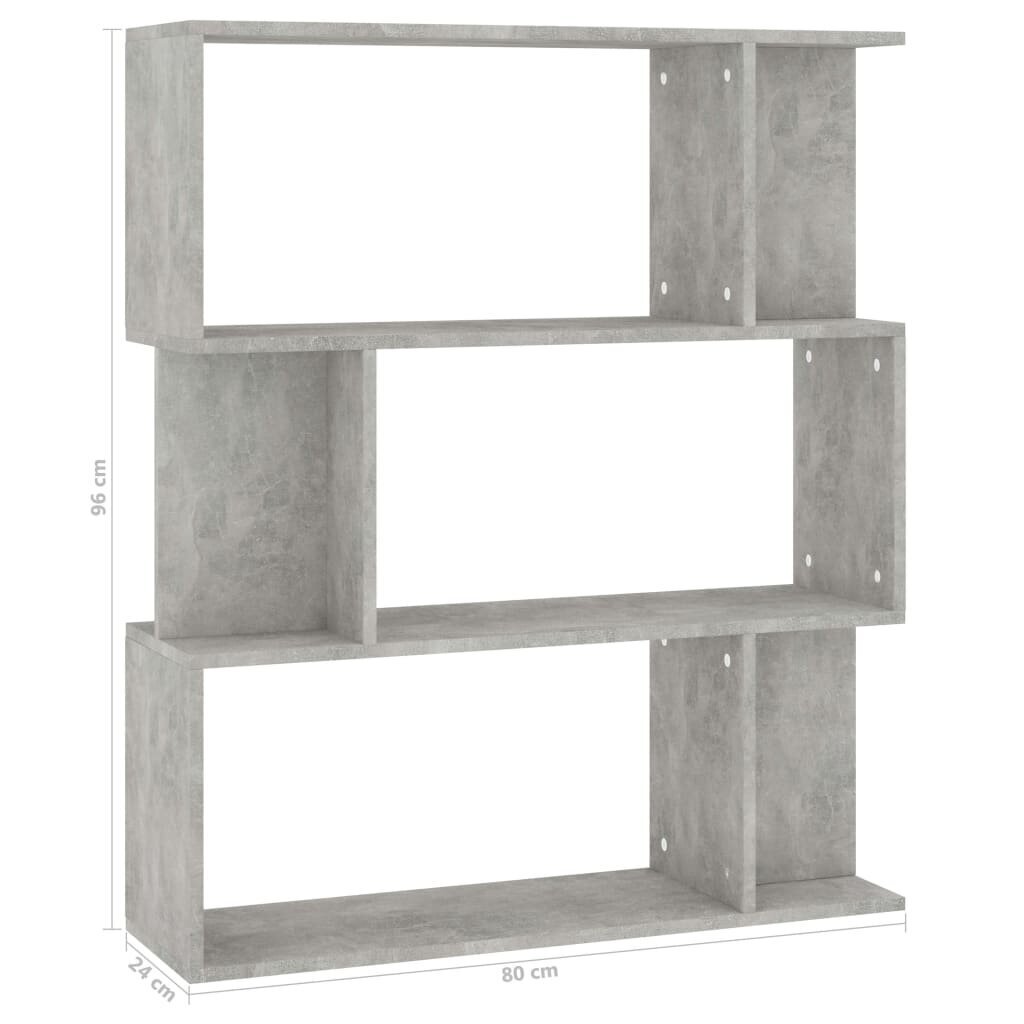 vidaXL grāmatu plaukts, 80x24x96 cm, betonpelēks, skaidu plāksne цена и информация | Plaukti | 220.lv
