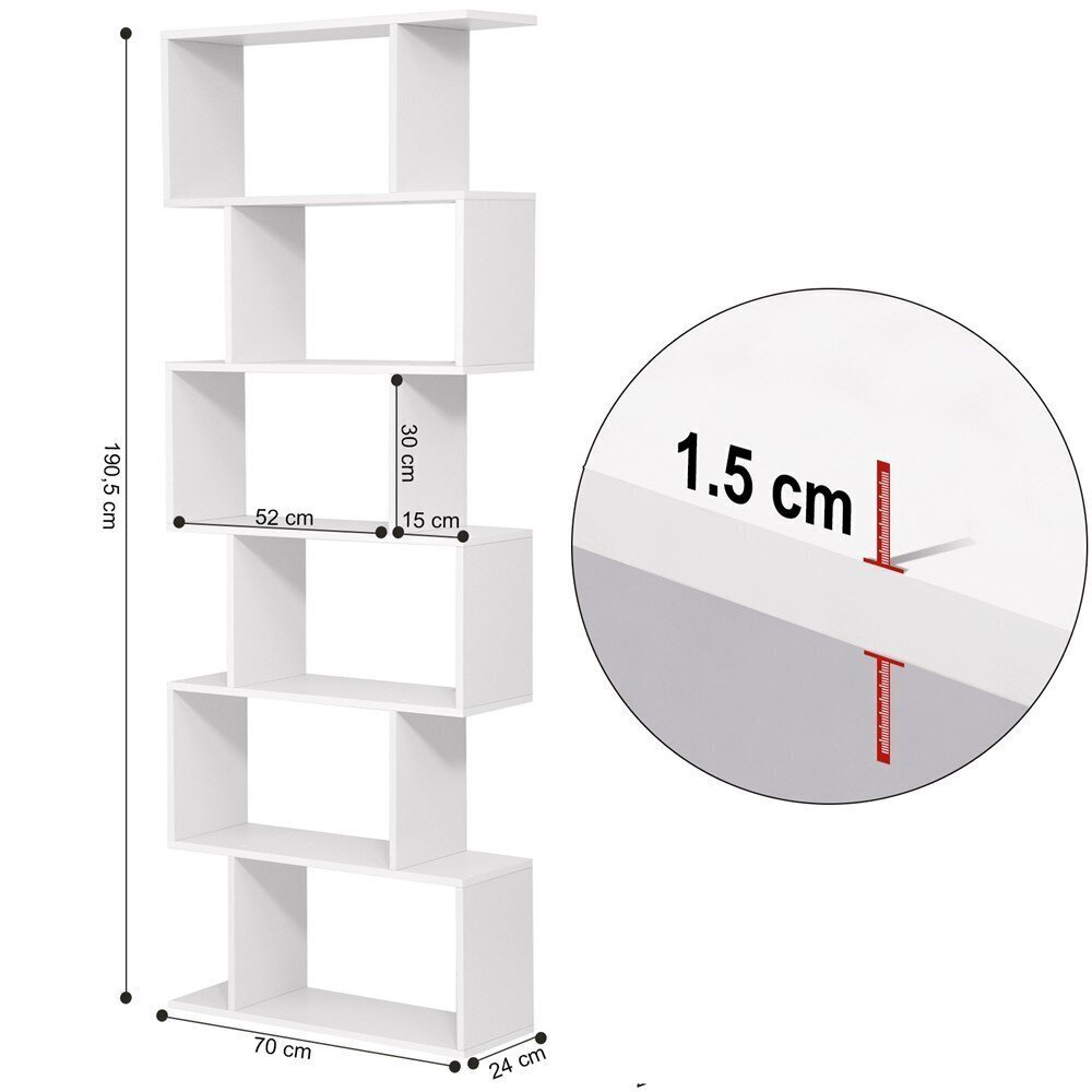 Plaukts Songmics 70x190,5 cm, balts cena un informācija | Plaukti | 220.lv