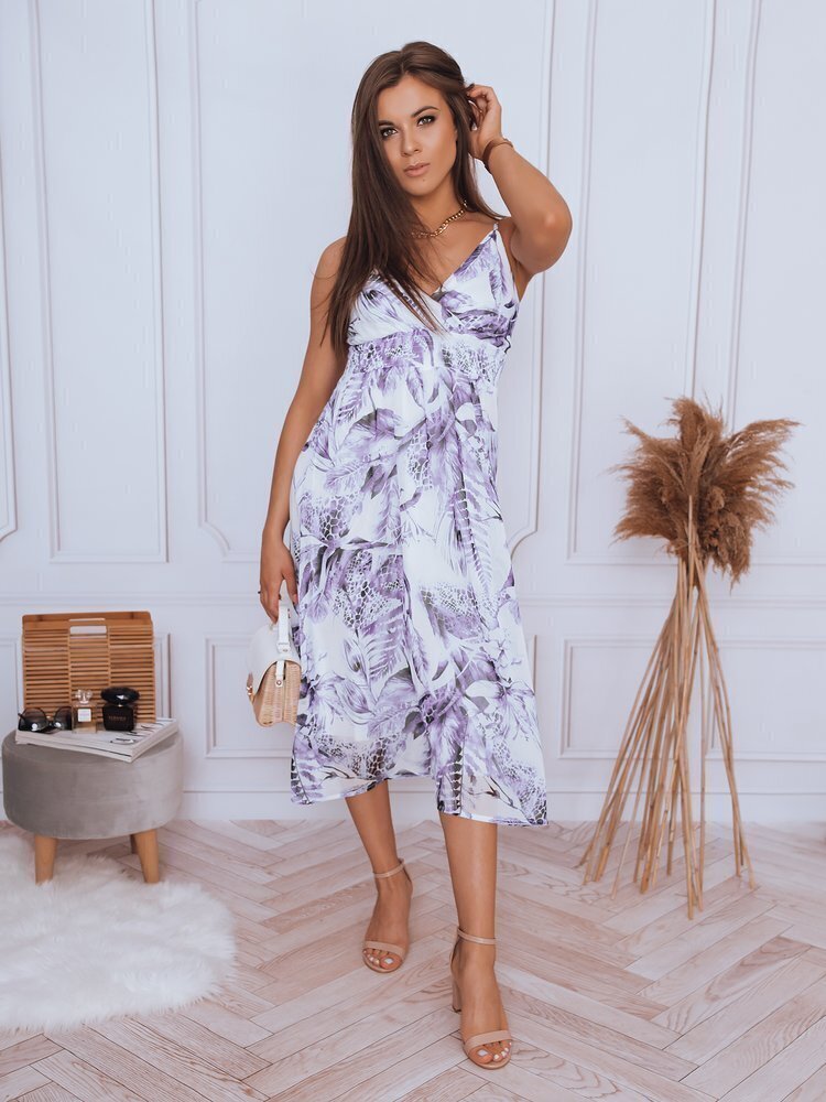 Balta sieviešu kleita ar violetām puķēm "Ladybird" EY1823-43929-L cena un informācija | Kleitas | 220.lv