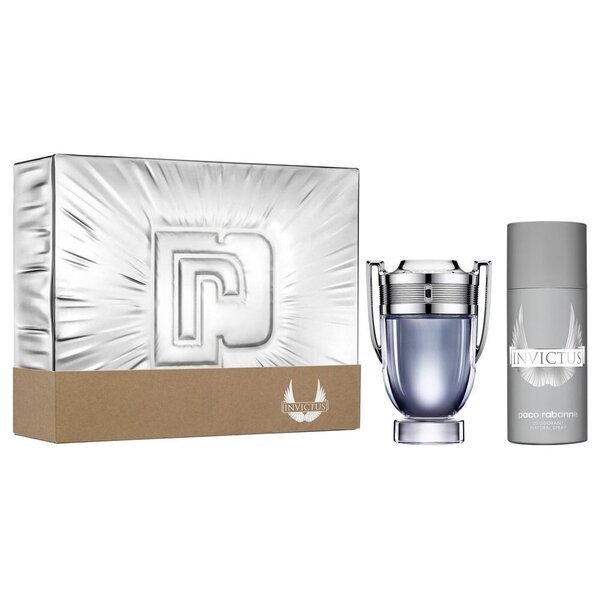 Komplekts Paco Rabanne Invictus vīriešiem: tualetes ūdens EDT, 100 ml + izsmidzināmais dezodorants, 150 ml