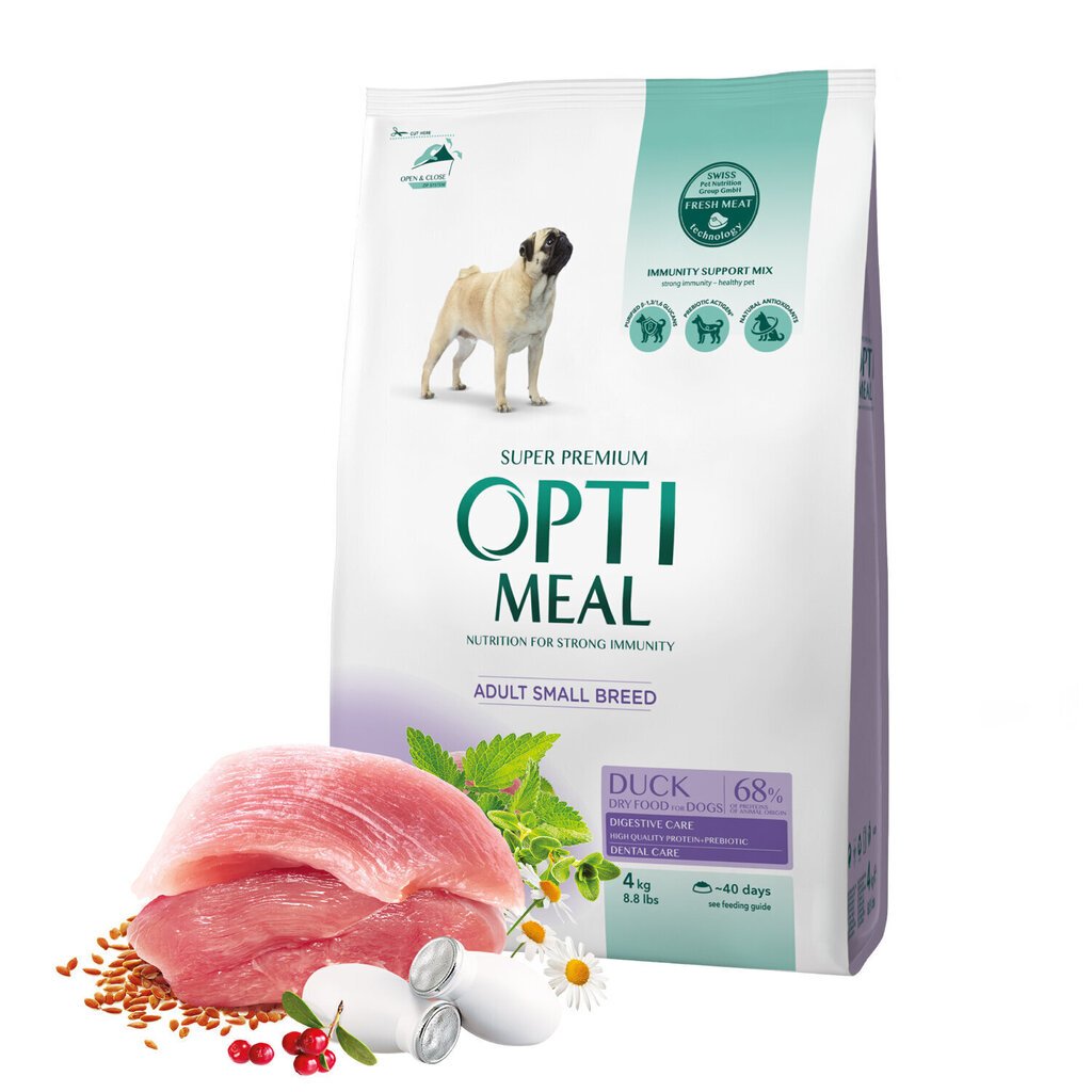 Optimeal Super Premium Complete sausā barība mazo šķirņu suņiem ar pīli, 4 kg cena un informācija | Sausā barība suņiem | 220.lv
