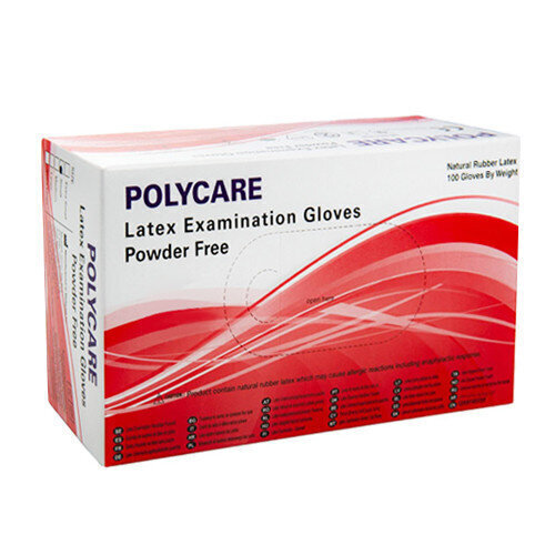 Lateksa cimdi Polycare bez pulvera, M, (100gab.) cena un informācija | Pirmā palīdzība | 220.lv