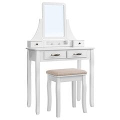 Kosmētikas galdiņš ar pufu Songmics 80x137,5 cm, balts cena un informācija | Kosmētikas galdiņi | 220.lv