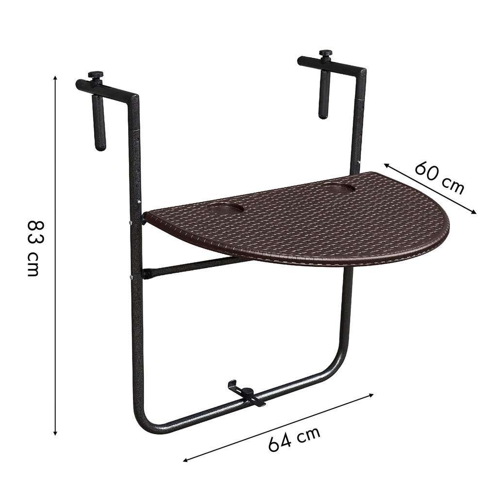 Saliekams balkona galds, karājas uz margām cena un informācija | Dārza galdi | 220.lv