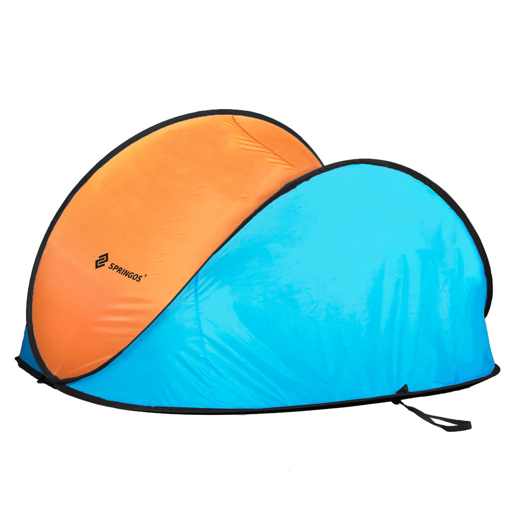 Pludmales telts Springos Pop-Up, oranža/zila cena un informācija | Teltis | 220.lv