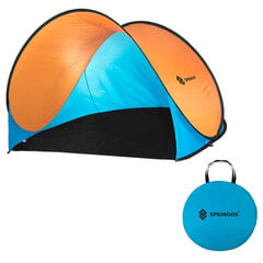 Pludmales telts Springos Pop-Up, oranža/zila цена и информация | Палатки | 220.lv