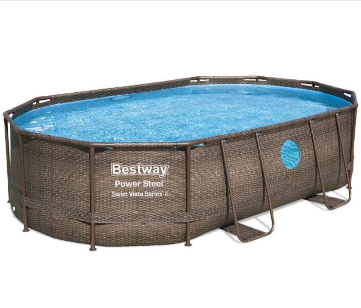 Rāmja baseins Bestway Power Steel Swim Vista Oval 488x305x107 cm, ar filtru цена и информация | Baseini | 220.lv