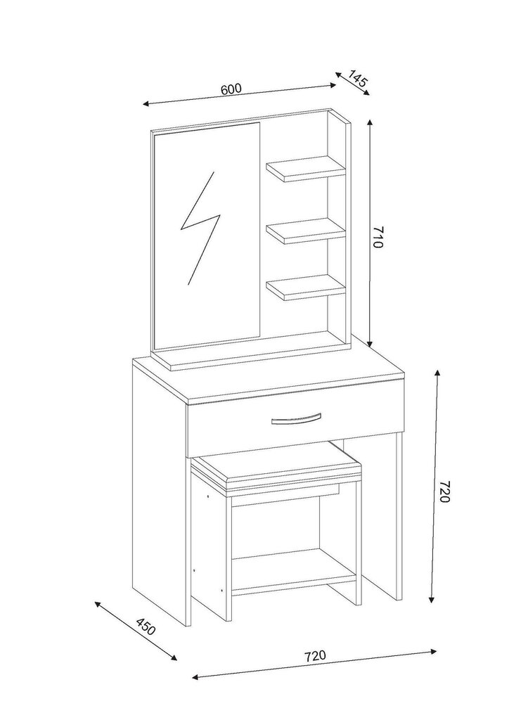 Kosmētiskais galdiņš Kalune Design 4301, balts/brūns цена и информация | Kosmētikas galdiņi | 220.lv