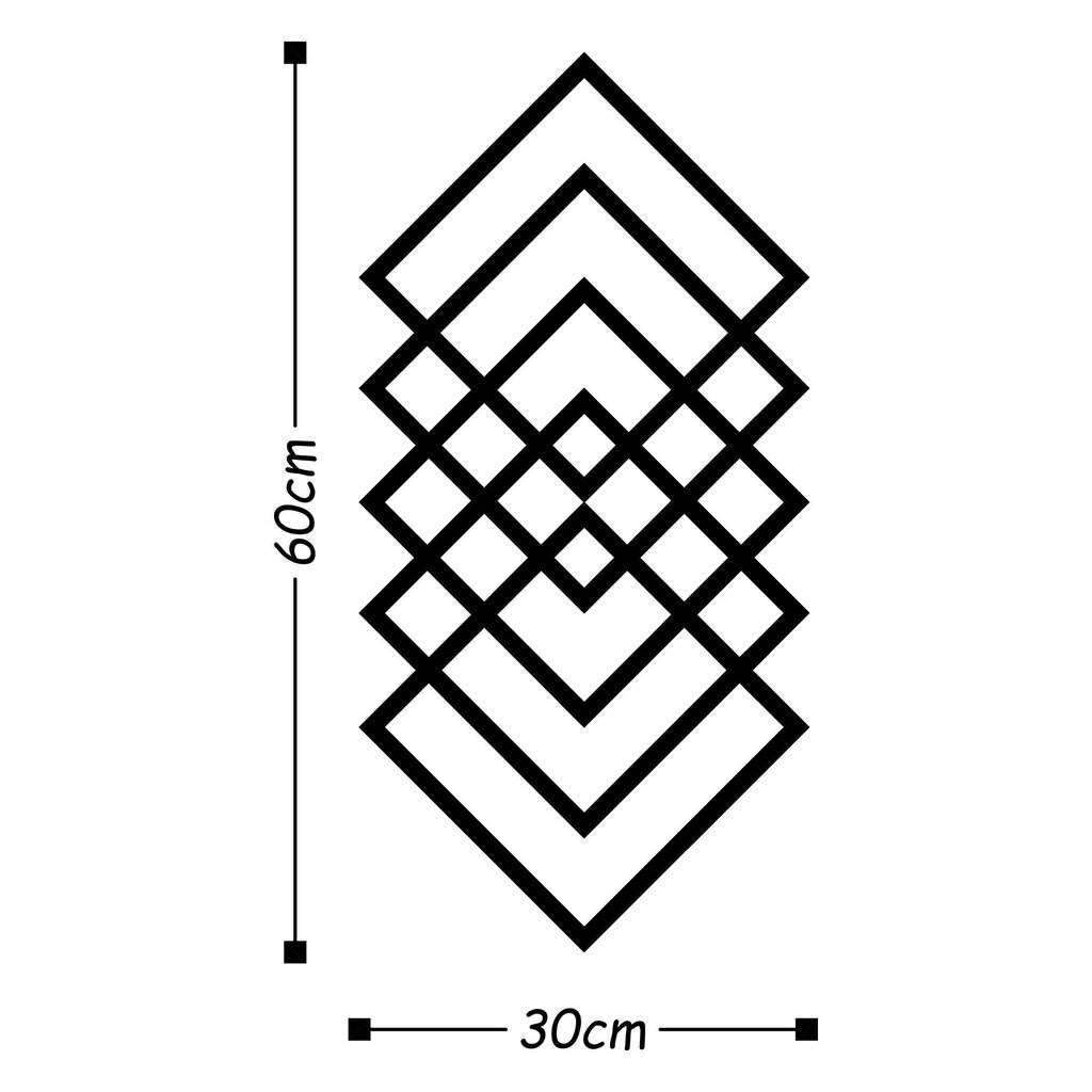 Metāla sienas dekorācija Geometry Black, 30x60 cm cena un informācija | Interjera priekšmeti | 220.lv