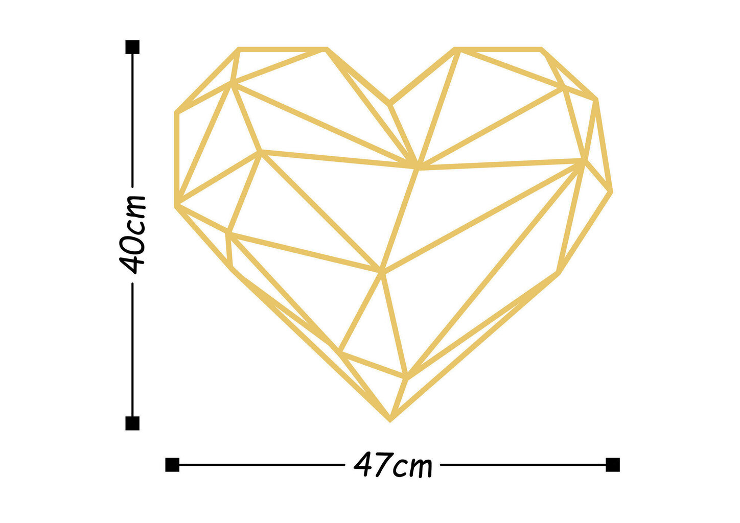 Metāla sienas dekorācija Heart Gold, 47x40 cm cena un informācija | Interjera priekšmeti | 220.lv