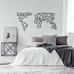 Металлическое подвесное украшение Geometric World Map Black, 120x58 см цена и информация | Детали интерьера | 220.lv