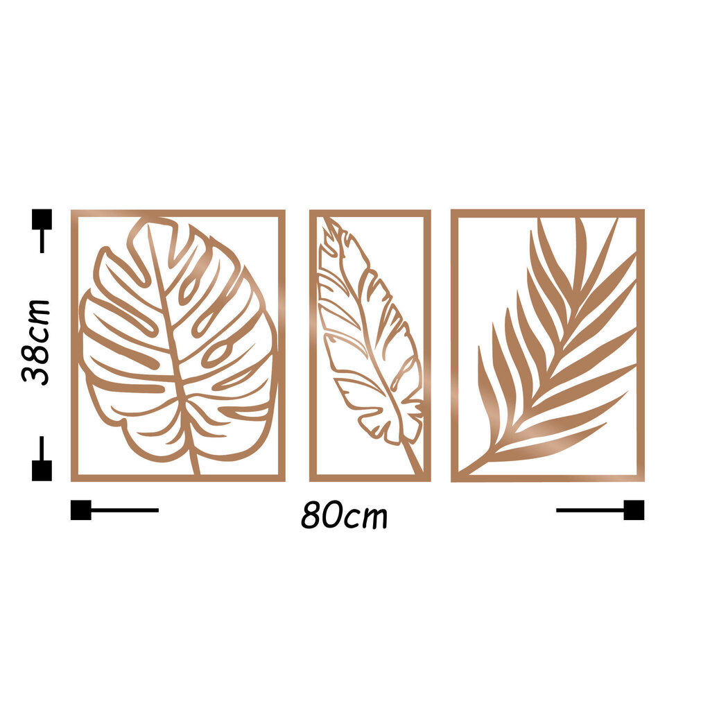 Metāla sienas dekorācija Leaf 2 Copper, 80x38 cm цена и информация | Interjera priekšmeti | 220.lv