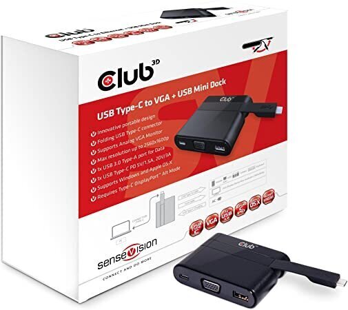 CLUB3D USB Type C to VGA + USB 3.0 + USB Type C Charging Mini Dock cena un informācija | Adapteri un USB centrmezgli | 220.lv