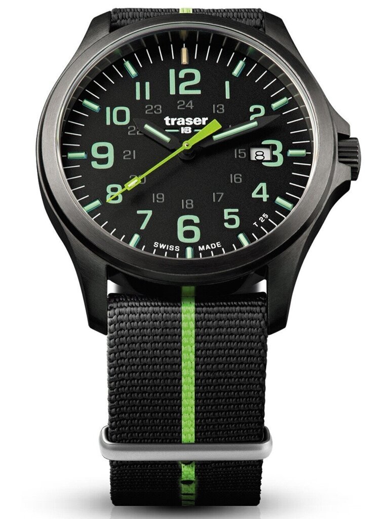 Vīriešu pulkstenis Traser P67 Officer Pro GunMetal Black/Lime cena un informācija | Vīriešu pulksteņi | 220.lv
