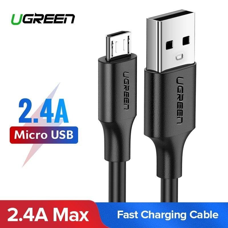 Kabelis Ugreen US289 USB - Micro USB, QC 3.0, 2.4A, 0.5m, melns цена и информация | Kabeļi un vadi | 220.lv