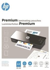 Плёнка для ламинирования HP Premium, A3 250 мкм, 25 шт. цена и информация | Канцелярия | 220.lv