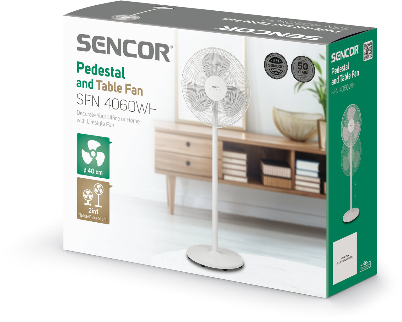 Ventilators Sencor SFN 4060WH 50W, balts цена и информация | Ventilatori | 220.lv