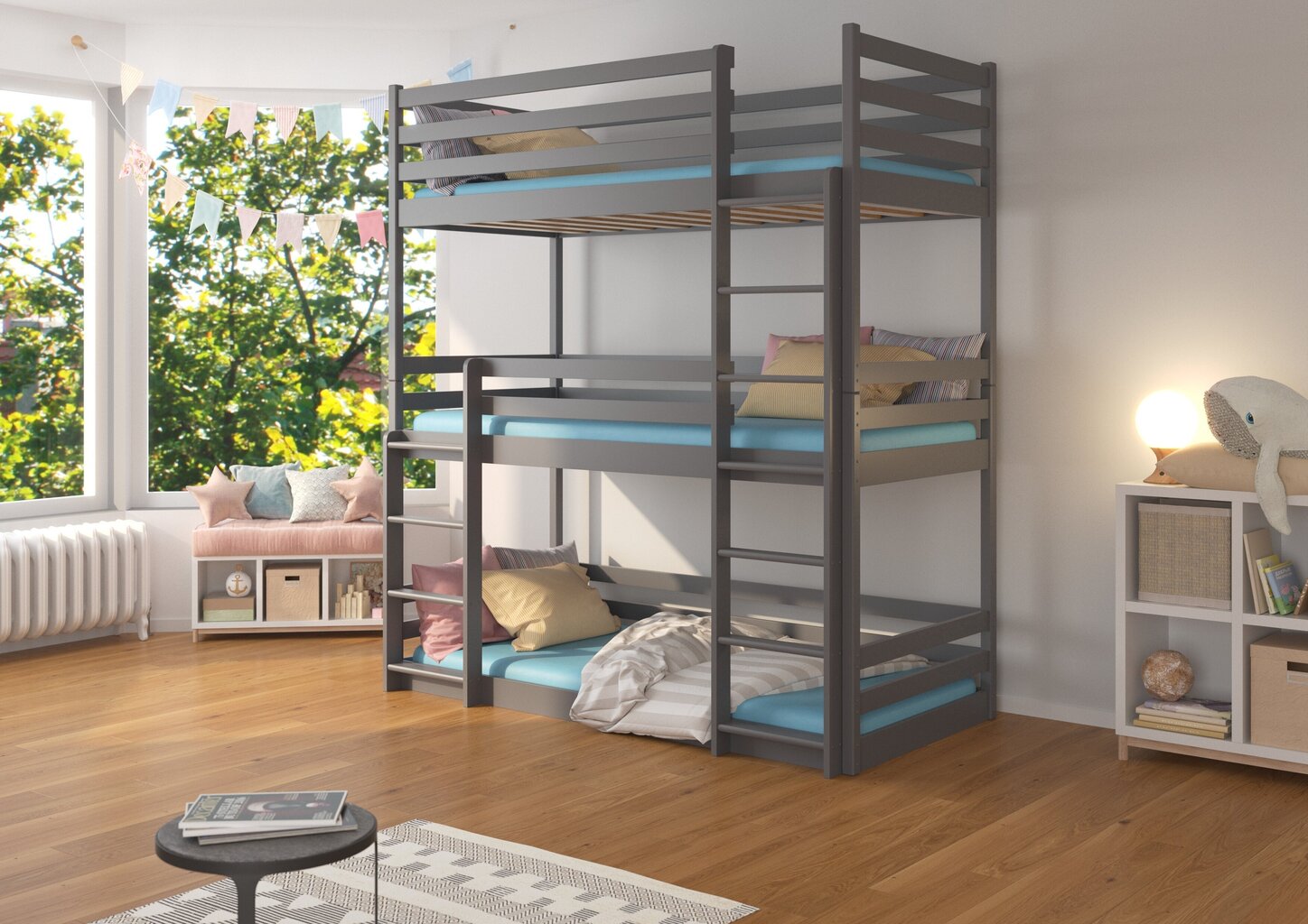 Bērnu gulta ADRK Furniture Tedro 200x90, tumši pelēka cena un informācija | Bērnu gultas | 220.lv