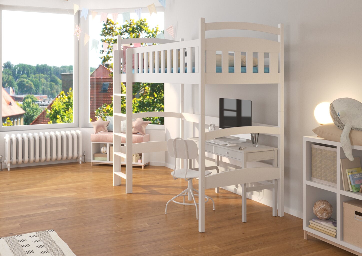 Divstāvu gulta Adrk Furniture Miago 90x200 cm, gaiši brūna cena un informācija | Bērnu gultas | 220.lv