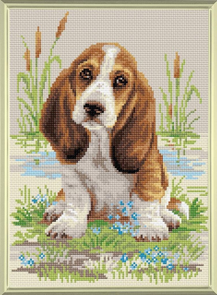 Komplekts dimanta mozaīkas RIOLIS AM0005 Diamond Mosaic Basset Hound Puppy cena un informācija | Dimantu mozaīkas | 220.lv