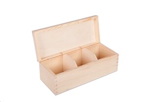 Koka kastīte tējai - 3 nodalījumi, 22x9x8 cm cena un informācija | Trauki pārtikas uzglabāšanai | 220.lv