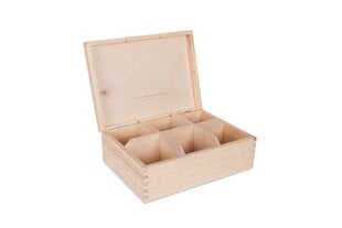 Koka kastīte tējai - 6 nodalījumi, 22x16x8 cm cena un informācija | Trauki pārtikas uzglabāšanai | 220.lv