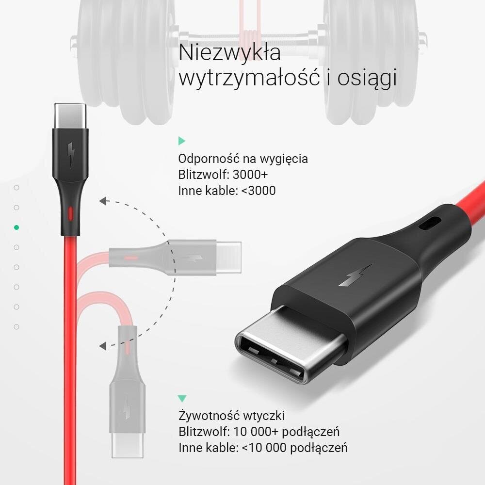 Kabelis Blitzwolf USB - USB type C, 1,8m BW-TC15, sarkans cena un informācija | Kabeļi un vadi | 220.lv