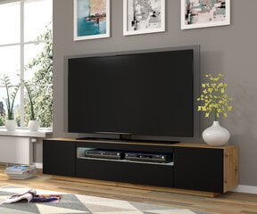 TV galdiņš RTV Aura 200 ar LED apgaismojumu, brūns/melns цена и информация | Тумбы под телевизор | 220.lv