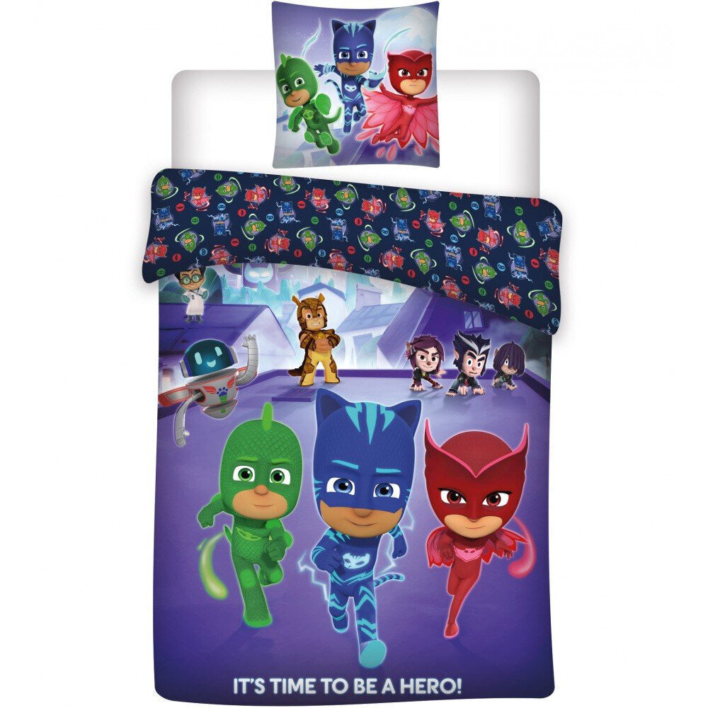 Bērnu gultas veļas komplekts PJ MASKS, 100x135, 2 daļas cena un informācija | Bērnu gultas veļa | 220.lv