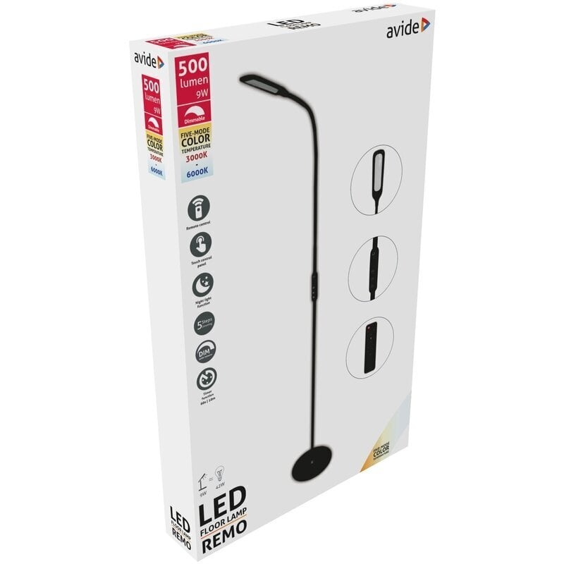 LED grīdas lampa Avide Remo 9W melna ar pulti цена и информация | Stāvlampas | 220.lv