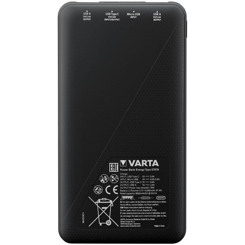 Rezerves barošanas bloks Varta Energy 15000mAh cena un informācija | Lādētāji-akumulatori (Power bank) | 220.lv