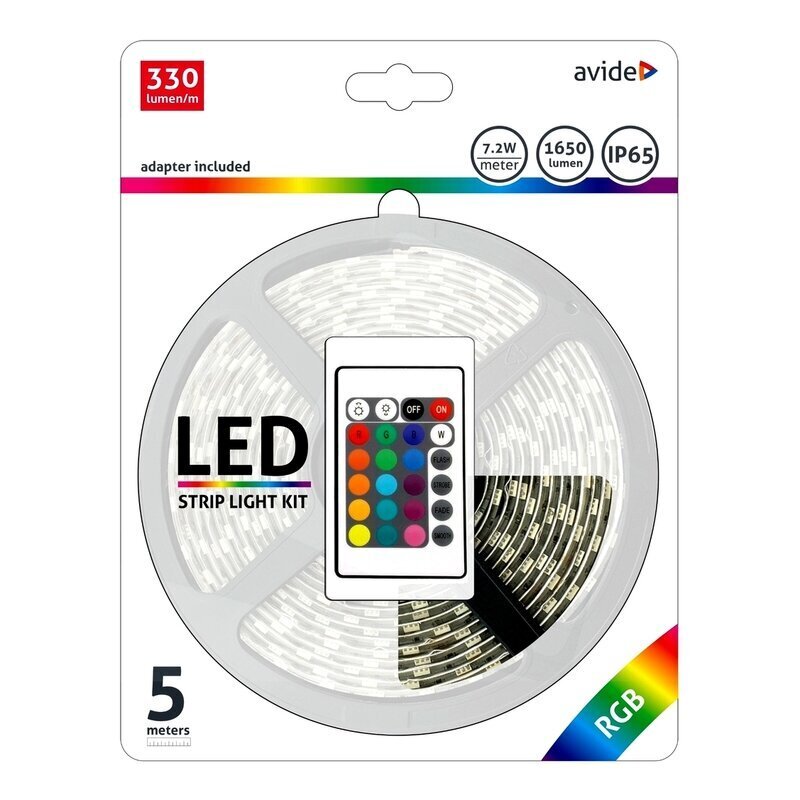 LED lente Avide RGB 5050 ar pulti IP65, 5 m cena un informācija | LED lentes | 220.lv