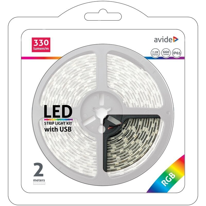 LED lente Avide RGB 5050 TV, USB IP65, 2 m cena un informācija | LED lentes | 220.lv