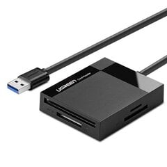 Картридер Ugreen CR125 USB 3.0, 1 м, черный цена и информация | Адаптеры и USB разветвители | 220.lv