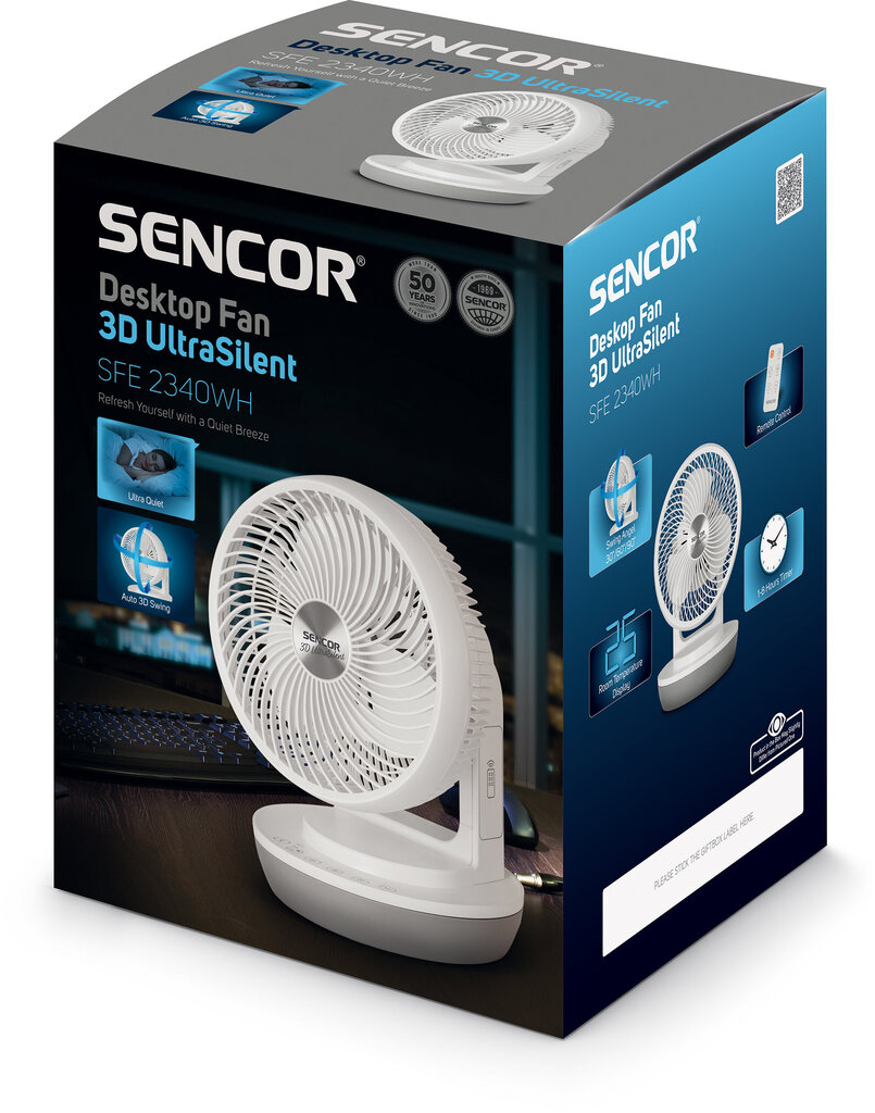 Ventilators Sencor SFE 2340WH 3D Ultrasilent cena un informācija | Ventilatori | 220.lv