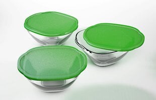 Стеклянная чаша с крышкой MAGIC 19 Green 1200 мл/ 6 цена и информация | Посуда для хранения еды | 220.lv