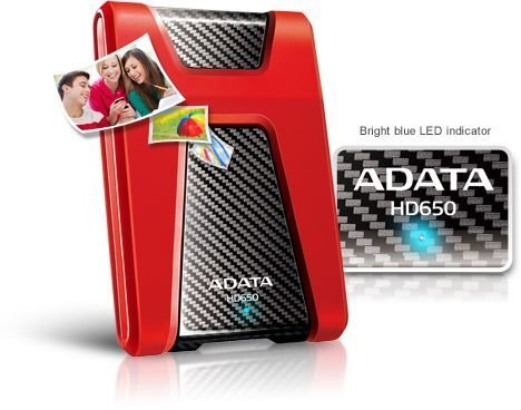 A-data DashDrive 1TB Durable HD650 RED (sarkans) цена и информация | Ārējie cietie diski | 220.lv