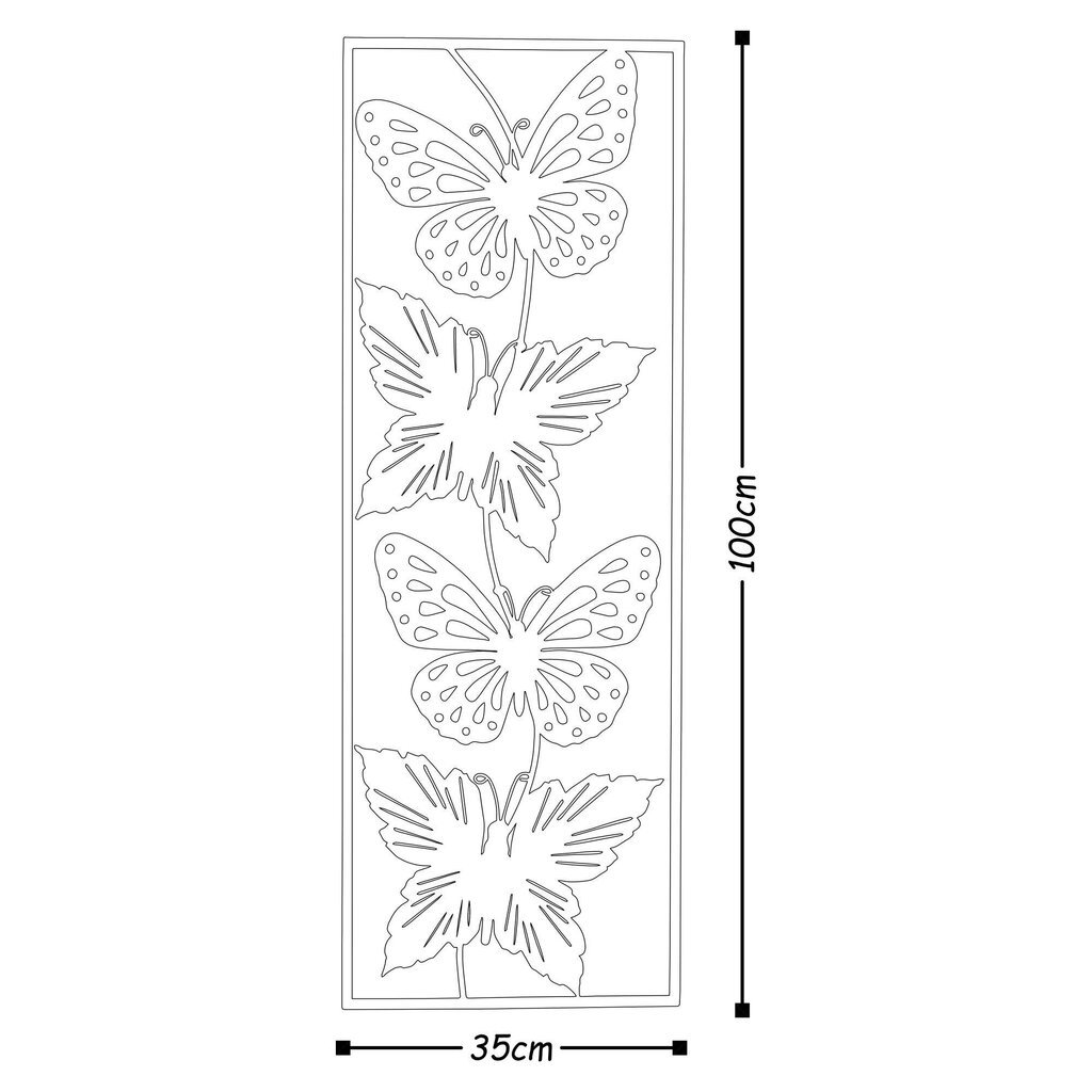 Metāla sienas dekorācija Metal Art Butterfly, 100x35x5 cm cena un informācija | Interjera priekšmeti | 220.lv