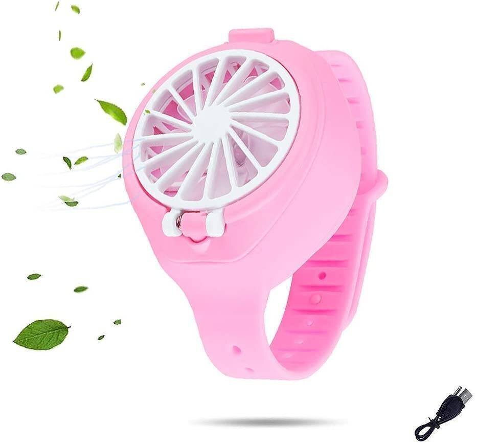 RoGer Portable Mini Watch Fan USB for Children Pink cena un informācija | Ventilatori | 220.lv